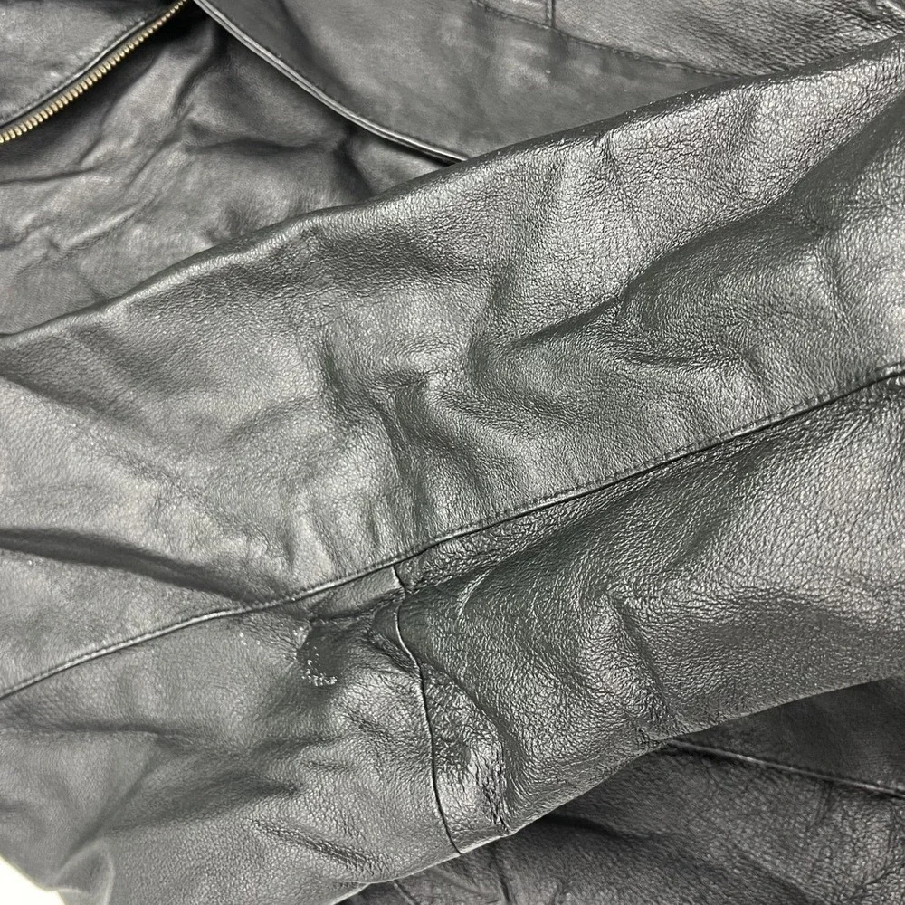 Urban Renewal Leather Jacket Mens M Black Quilted Lined Full Zip Bomber Moto